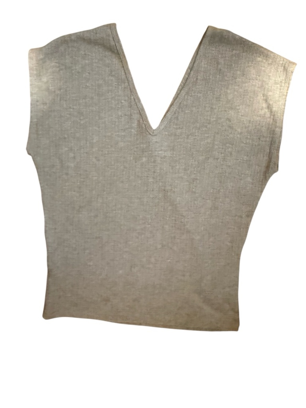 Slim Ribbed V-Neck Tank Top - Gray - Picture 2 of 3